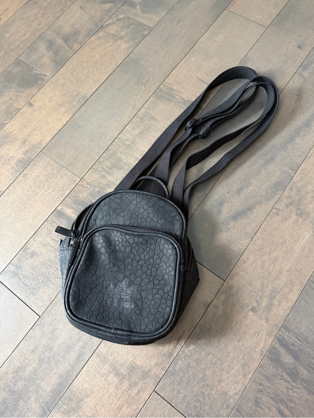adidas Black Textured Mini Crossbody Bag & Convertible Backpack